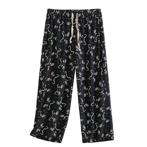 Image of PNAEONG 3 Pack Women Pajama Pants Capri Length Drawstring Pj Bottoms Sleep Lounge Pants with Pockets S-3XL
