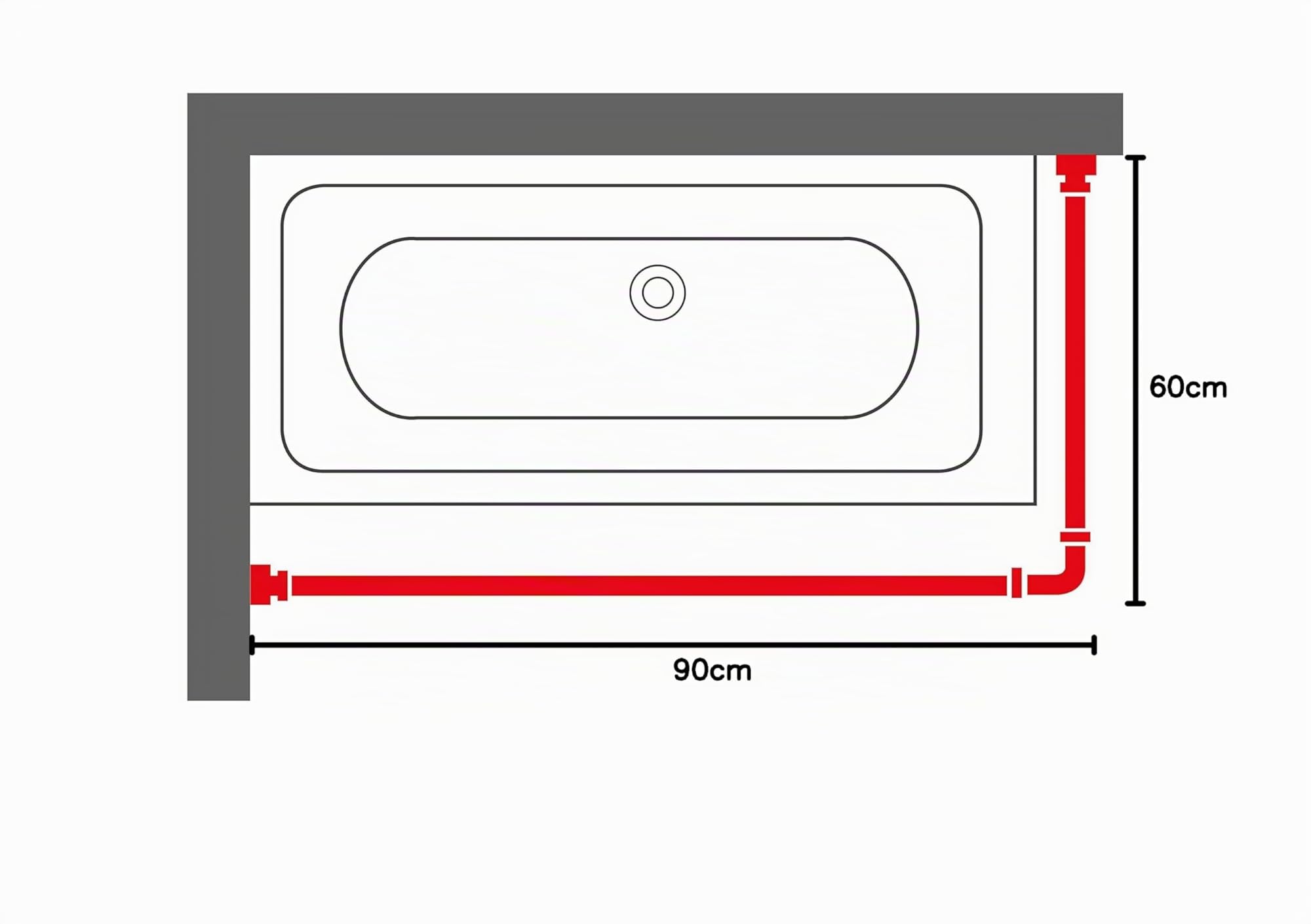 Sealskin Easy Roll, Set de Barra para Cortina de baño, 90x90x90 cm, Negro