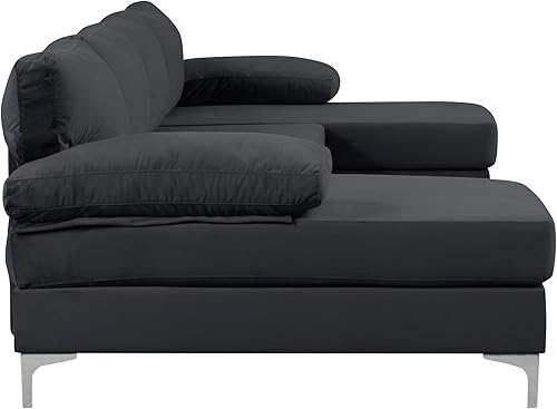 Miniatura 182 de Sofá modular moderno en forma de L, con diván extra ancho y patas doradas Gris,Negro -,Verde,Naranja,Gris oscuro,marino,Púrpura