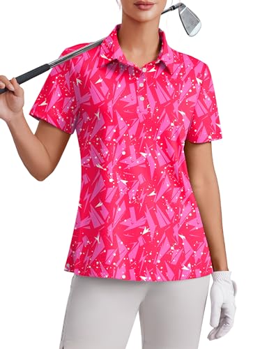 PINSPARK Womens Polo Shirts Short Sleeve Collared Golf Shirts UPF