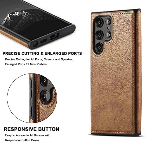Coque Samsung S22 Ultra cuir marron contre rayures et chutes