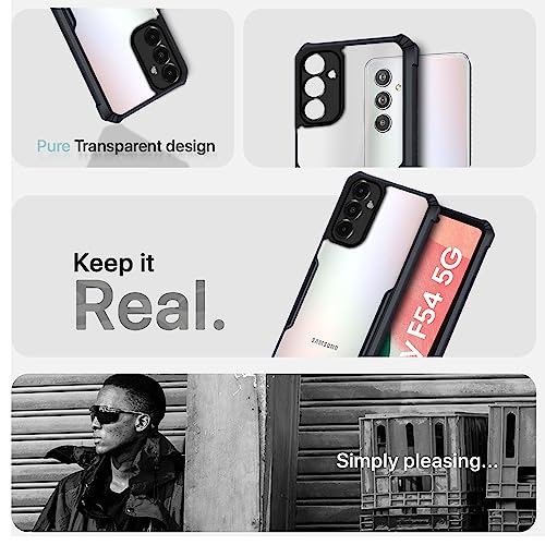 Image of Outlouders Back Cover for Samsung Galaxy M54 /F54 5G | Ultra Hybrid Transparent | Full Camera Protection | Raised Edge | Crystal Clear Bumper Case(Black)