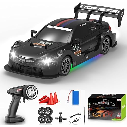 Image of Krishiv RCS RC Drift Car for Kids 6-12 - 1:16 4WD High Speed 30km /h Remote Control Car with LED Lights Rechargeable Battery Extra Drift Tyres Track Cones Wrench Toy Car Gift