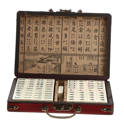 Mahjong antique de style traditionnel et son étui cuir élégant