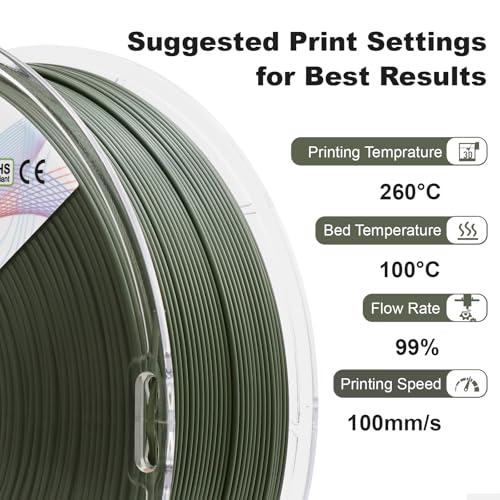 Image of YXPOLYER ASA Filament 1.75mm 1kg Olive Drab 3D Printer Filament, UV Rain Heat Weather Resistant for Outdoor Use and Summer Camping Hiking Print, Easy Printing for Beginners with AMS-Compatible Spool
