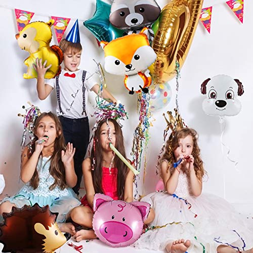 Kesoto 13 Pieces Jungle Safari Animals Balloons, Mylar Foil Helium Balloon Kits For Animal Themed Kids Birthday Party Decorations #TOP4