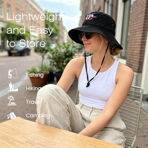 Image of Bucket Hat Wide Brim UV Protection Sun Hat Boonie Hats Fishing Hiking Safari Outdoor Hats for Men and Women