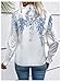 Floerns Women's Floral Print Bishop Long Sleeve Notched Neck Summer Blouse Top Blue and White Medium