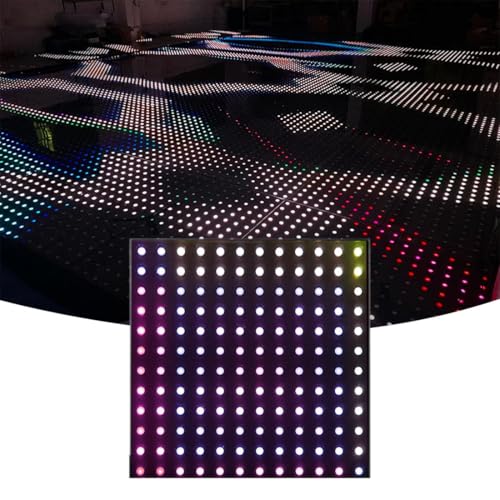 MOKA SFX Pixel Mapping Led Dance Floor Tile Tempered Glass with Flight Case Wired LED Floor Panels APP Control for Club Wedding Stage Show 50x50cm Per Piece 8x8FT(25PCS)
