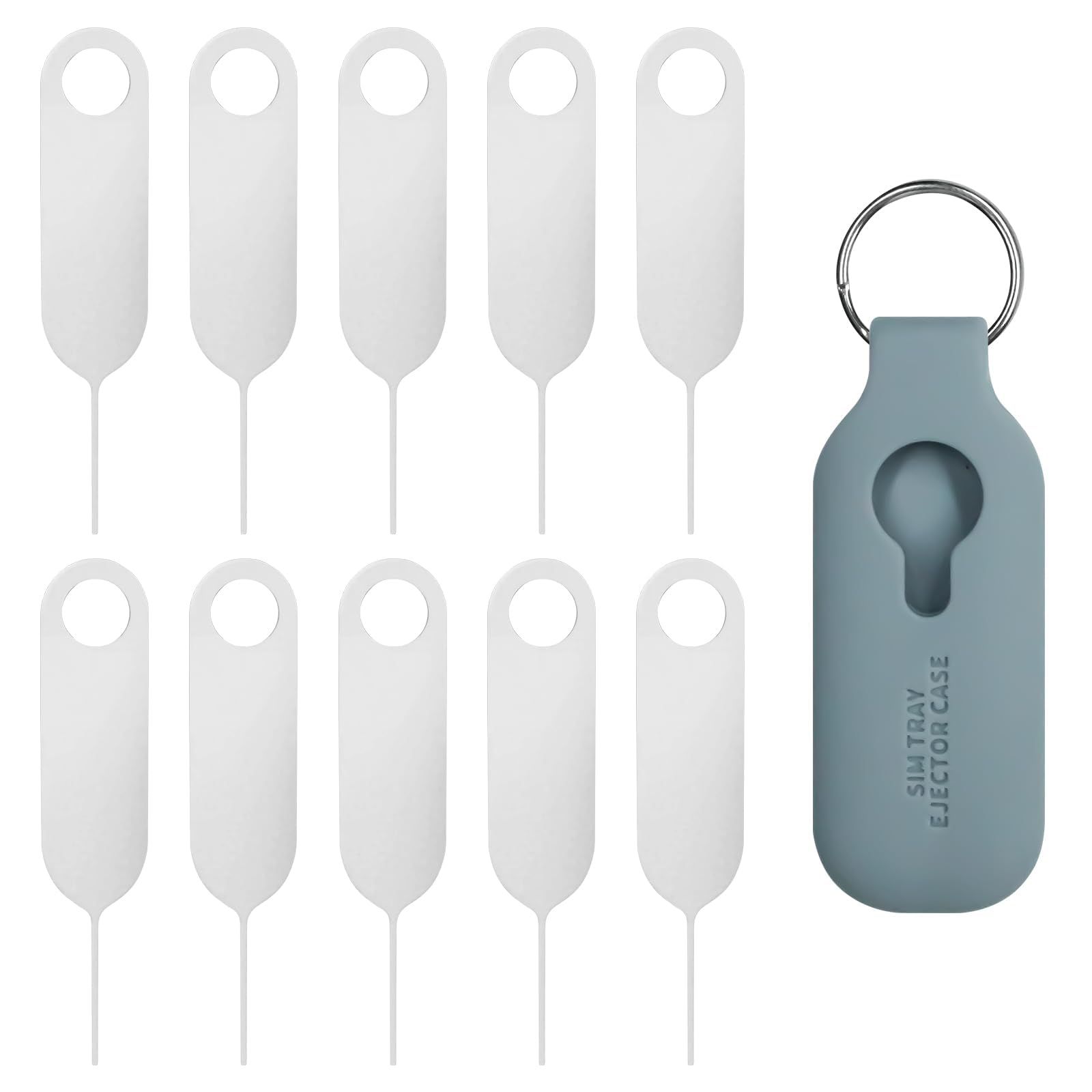 OneNine SIM Card Removal Tool, 10pcs SIM Ejector Tool with Protector Case and Keychain Metal Ring, SIM Card Ejector Pin Compatible with Most Phone, Smartwatch, Tablet and Other SIM Card Device