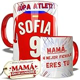 Taza Atletico Personalizada Fútbol Nombre Número Y Dedicatoria Cerámica, Regalo Original dia del padre Cumpleaños Para Aficionados De Equipos Apta Microondas Desayuno