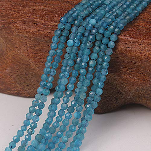 Stone WholesaleABT.2mm Blue Apatite-B Natural Round Faceted Stone Beads Fine Gemstone Loose Beads DIY Accessories for Jewelry Necklace Bracelet Making