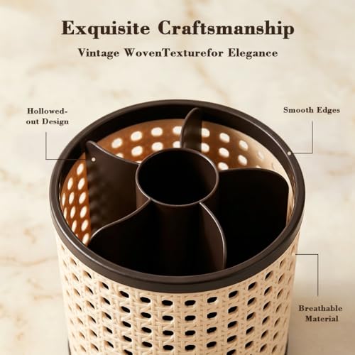 Image of MAYCREATE 360 Rotating Makeup Brush Holder Organizer Stationary Pencils Storage Holder Multipurpose 6 Compartments Organisers for Women Vanity Desk Bathroom