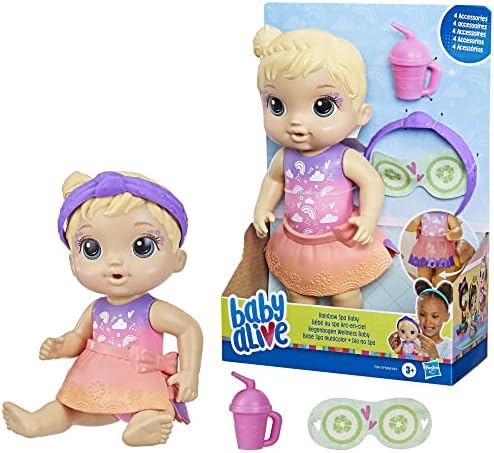 Baby Alive, Boneca, Dia no Spa - Cabelos Loiros, Inclui Máscara e Mamadeira, 22,5 cm - A partir de 3 Anos