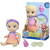 Baby Alive Rainbow Spa Baby Doll, 9-Inch Spa-Themed Toy for Kids Ages 3 and Up, Includes Doll Eye Mask and Bottle, Blonde Hair