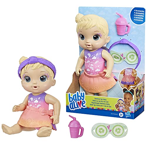 Baby Alive, Boneca, Dia no Spa - Cabelos Loiros, Inclui Máscara e Mamadeira, 22,5 cm - A partir de 3 Anos