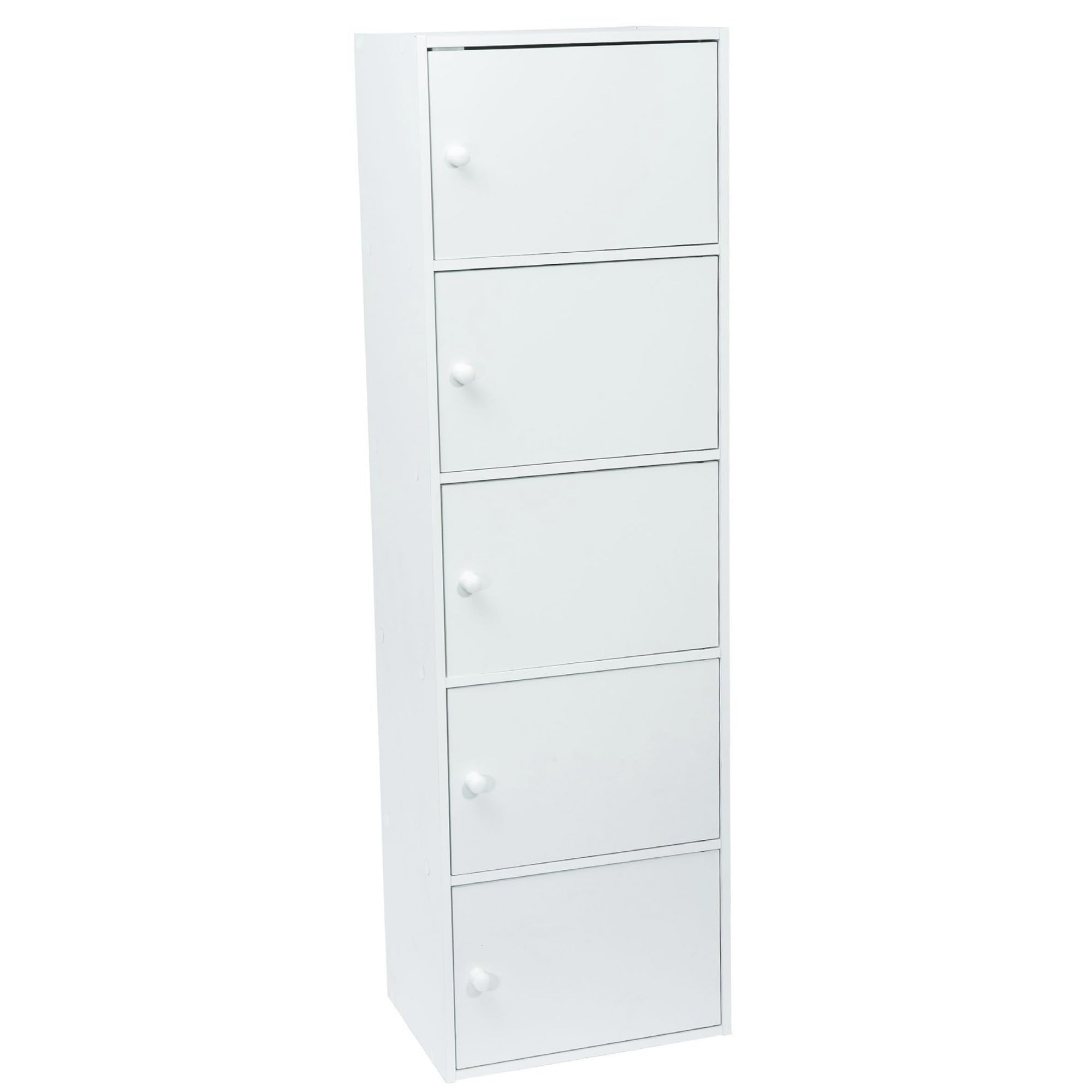 WERKA PRO Meuble Blanc à Portes - 5 Portes - Panneaux de Bois MDF - 133 x 40 x 29 cm - Livré en Kit avec Plan de Montage - pour Salle de Bain, Couloir ou Chambre - Robuste et Élégant