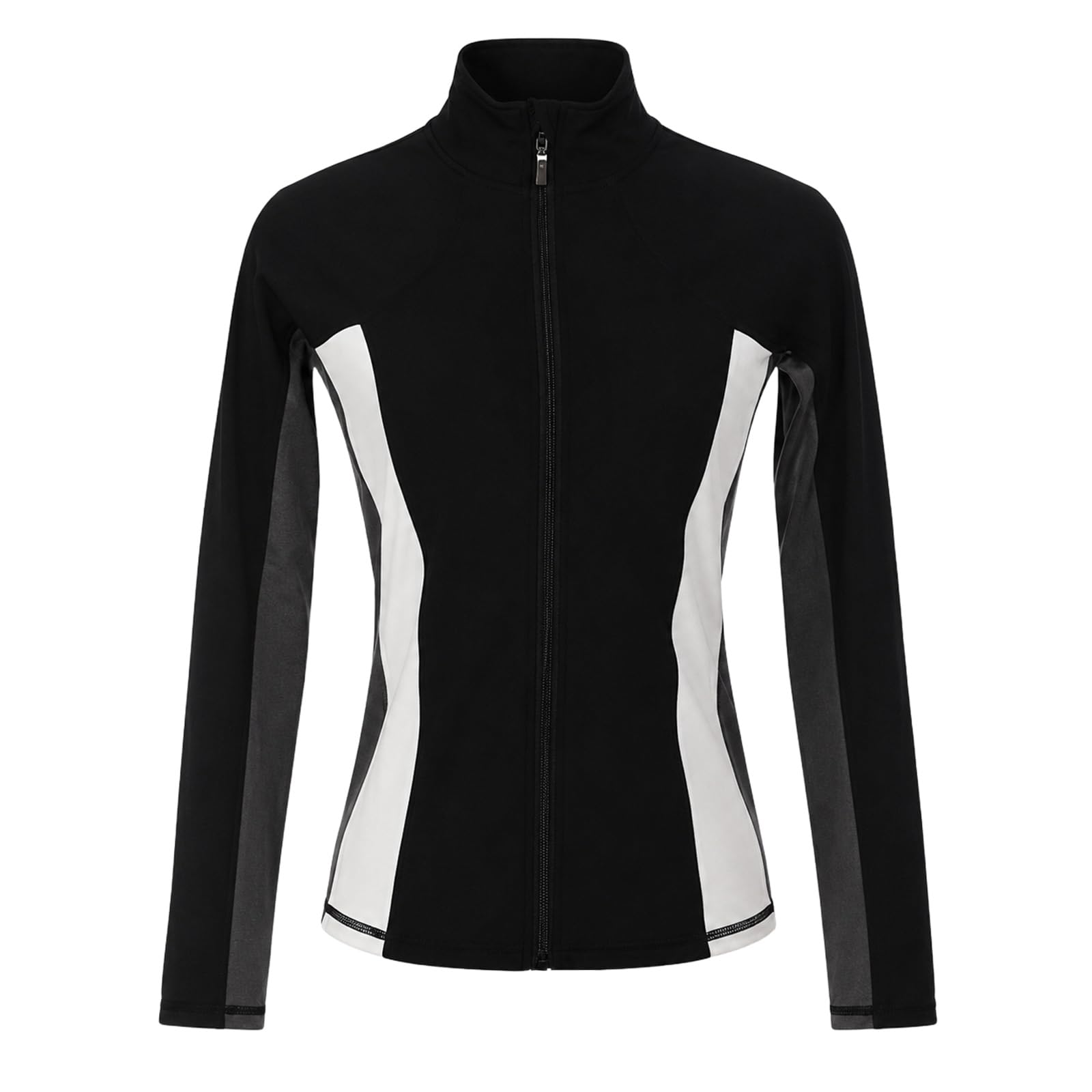 Eiskunstlauf Jacke Damen Teen Vollzip Kontrastpaneele Eisbahn Training | Stehkragen, Vollzip, seitliche Kontrastpaneele und elastischer Stoff for Warm-up, Unterricht und Training auf dem Eis