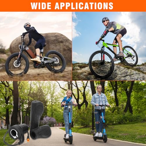 Image of Ebike Half Twist Throttle, FT76X Electric Bicycle Right Handle, Half Throttle Handle with Waterproof Plug, Ebike Modified Thumb Throttle Part for Ebike MTB Conversion Kit Parts