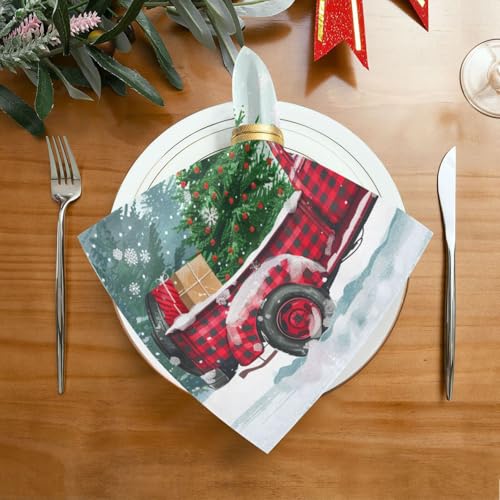 Set de 6 servilletas de tela de Navidad multicolor miniatura 3