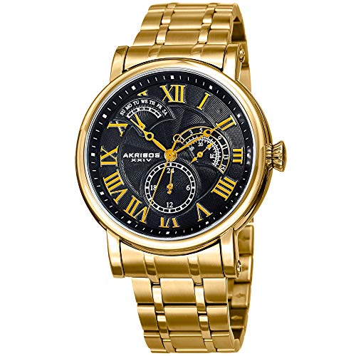 Preisvergleich Produktbild Akribos XXIV Gold Stainless Steel Mens Bracelet Watch Fashion Quartz AK1001YGB