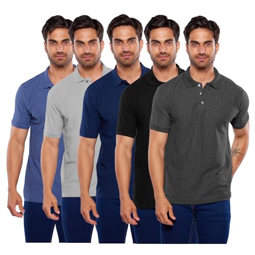 Consejos para Comprar Negro Jaspe , tabla con los diez mejores. 49 Alfani - Paquete de 5 Playeras Polo Multicolor para Hombre, 100% Algodón - M Marino jaspe/Negro jaspe/Negro/Marino/Gris