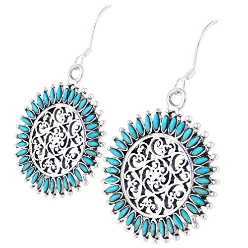 Floral Design Earrings 925 Sterling Silver with Genuine Gemstones & Gemstones2