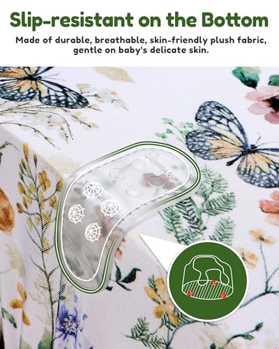 Image of BOMOLOUR Seat Cover Compatible with Bumbo and Nuby Seat, Removable Breathable Baby Floor Seat Cover for Boys and Girls, Seat Not Included (Green Butterfly)