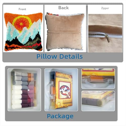 Image of German Shepherd Latch Hook Kits Pillow Color Printed Canvas Cushion Crochet Yarn Needlework Hook Latch Kit DIY Embroidery Pillowcase Rug Cover Home Sofa Christmas Decoration 43x43cm(3)