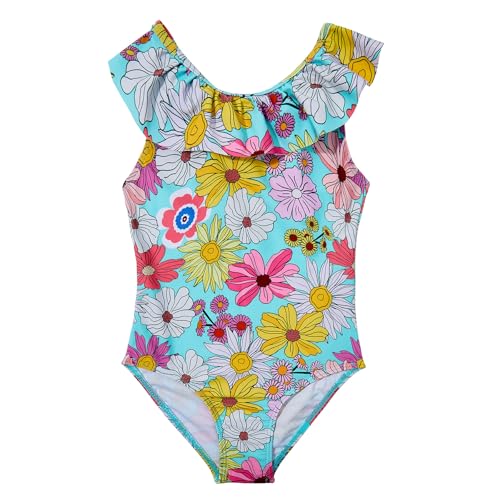 Zando Girls Swimsuit One Piece Ruffle Toddler Swimsuit Girl Cute Floral Pattern Toddler Bathing Suit Girl