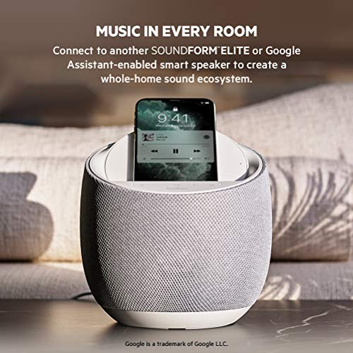 Belkin SoundForm Elite Hi-Fi Smart Speaker + Wireless Charger (Voice-Controlled Bluetooth Speaker) Sound Technology By Devialet (White)