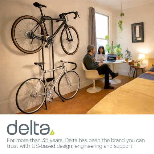Image of Delta Cycle Michelangelo 2 Bike Storage Rack Black - Gravity Fully Adjustable Bike Storage Garage For Road, MTB, and Hybrid Bicycles - Vertical Bike Rack Holds Up To 80 lbs