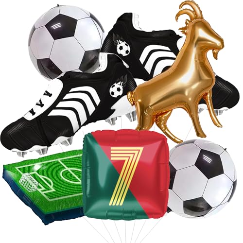 4D Football Balloons Set - Soccer Field, Cleats, Jersey & Goat Shapes | Sports Party Decorations for Fans, Birthday, Game Day (red &green)