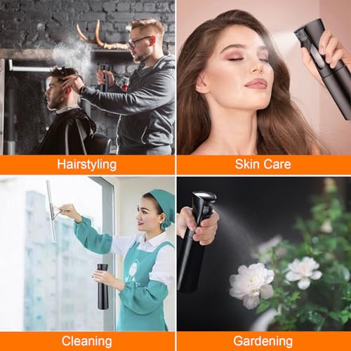 GRIFEMA Sprühflasche 300 ml – Ultrafeiner Dauernebel, 360° Sprühkopf, Ergonomisch, Nachfüllbar, BPA-frei, Schwarz, GE2001B-300B