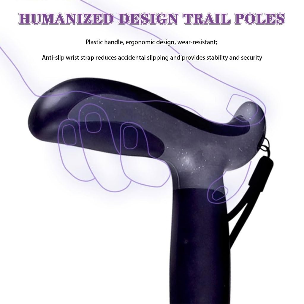 Bastones De Trekking Ultraligeros De Fibra De Carbono, con Sistema De Bloqueo De Perilla, Bastones De Trekking Plegables Y Compactos, Bastones De Trail Running para Principiantes