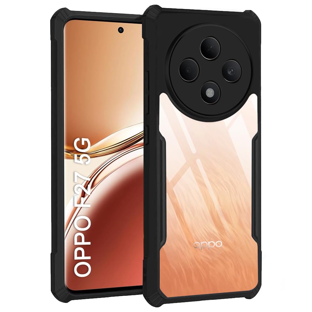 TheGiftKart Shockproof Crystal Clear Back Cover Case for Oppo F27 5G | 360 Degree Protection | Protective Design | Transparent Back Cover Case for Oppo F27 5G (PC & TPU, Black Bumper) (B0DF6JH372) Amazon Price History, Amazon Price Tracker