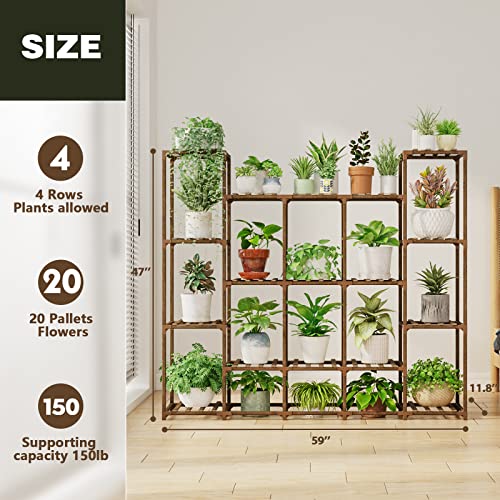 Bamworld Großes Pflanzenregal Indoor Pflanzenregal Outdoor Hoch Holz Pflanzenhalter für Wohnzimmer Mehrere Pflanzen Terrasse Balkon Garten… – Ansicht 4