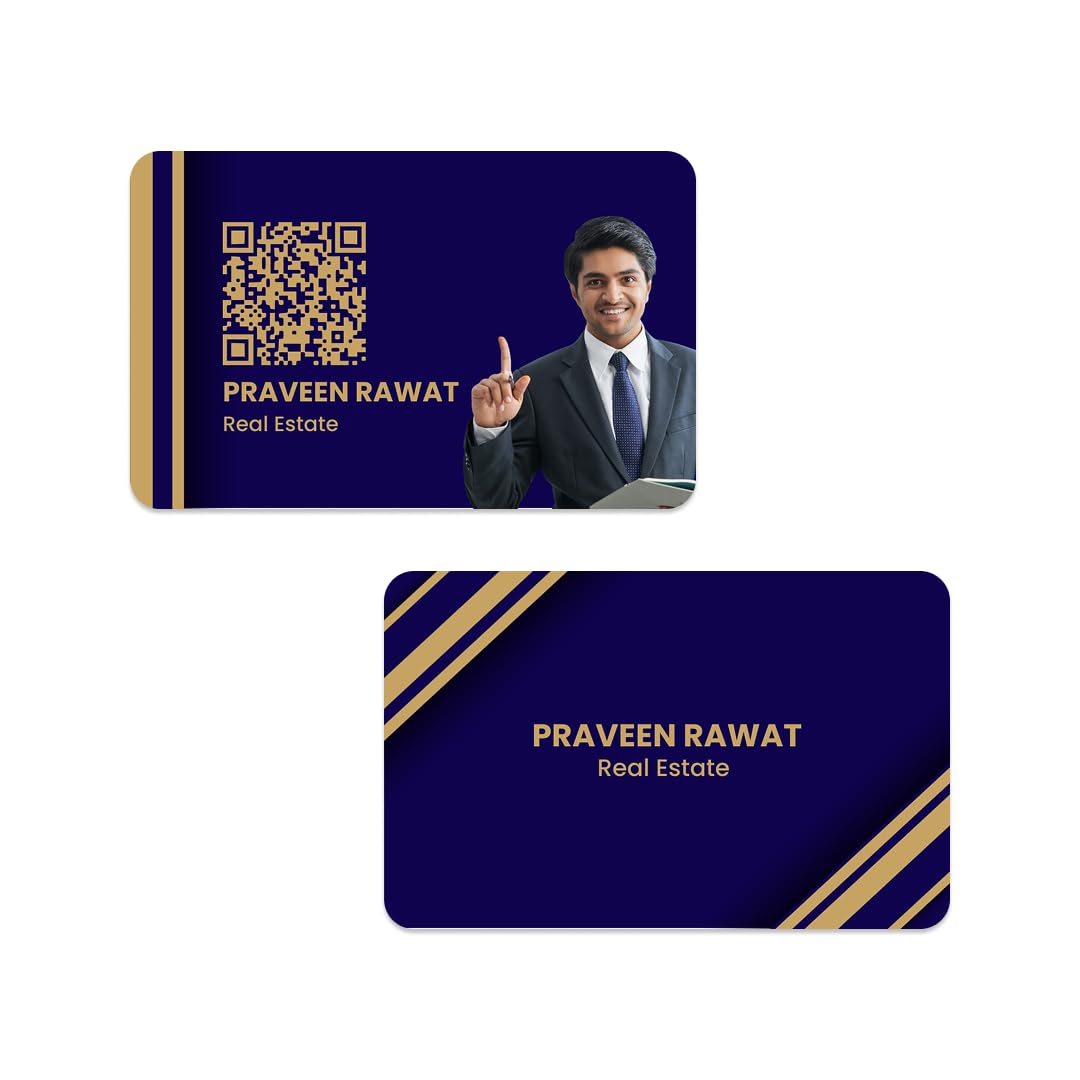 - CardVisitly NFC & QR Digital Business Card – App Supported – Premium Visiting Card – Just Tap to Share Contact – Smart Networking Solution - Customisation Available (Navy Gold Real Estate Card)