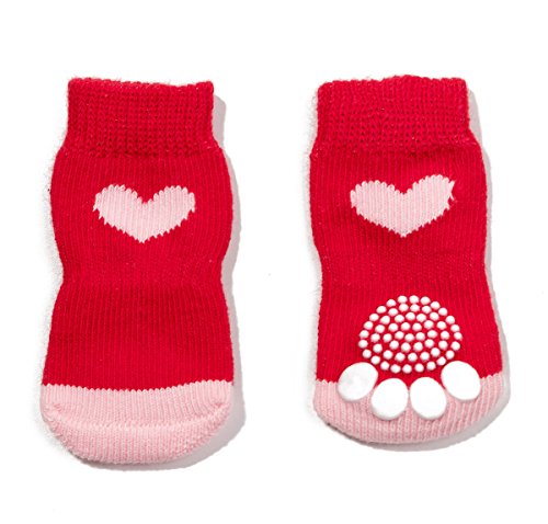 Pet Heroic Anti-Slip Knit Dog Socks&Cat Socks with Rubber Reinforcement, Anti-Slip Knit Dog Paw Protector&Cat Paw Protector for Indoor Wear, Suitable for Small&Medium&Large Dogs&Cats