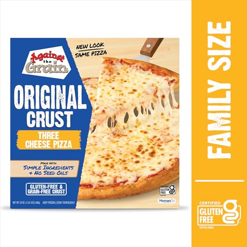 Image of Against the Grain Gluten-Free Three Cheese Original Crust Pizza, No Grains, Seed Oils, Preservatives or Gums, Frozen, Family Size (24 oz)