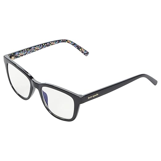 kate spade new york Óculos de leitura quadrados femininos Jazelle Blue Light Readers, Lente de demonstração preta/preta, 51mm, 18mm