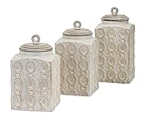 IMAX 95792-3 Dreanna Canisters - [Set of 3] Food Safe, Handcrafted Container with Mango Wood Lid....