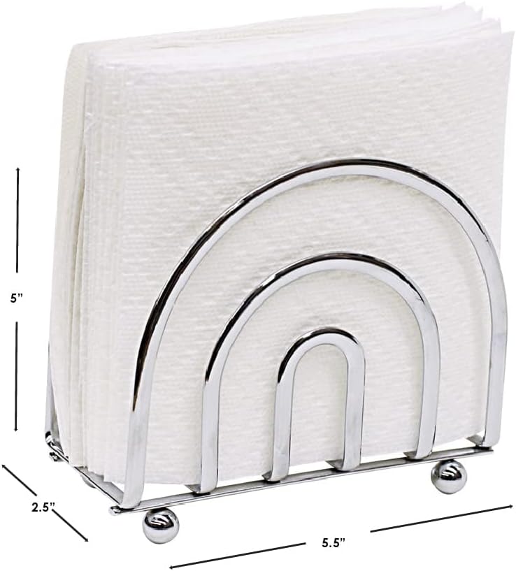 Home Basics Paper Napkin Holder/ Freestanding Tissue Dispenser For Kitchen Countertops, Dining Table, Picnic Table, Indoor & Outdoor Use, Durable Storage and Organization Option (Chrome) : Home & Kitchen