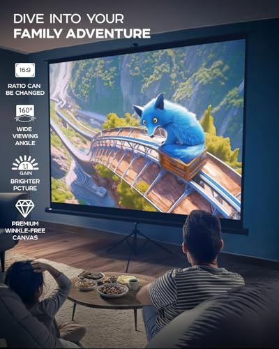 Pantalla para proyector de 120 pulg con soporte y montura miniatura 5