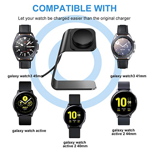 CAVN Charger Dock Compatible with Samsung Galaxy Watch Active 2 40mm / 44mm, Galaxy Watch 3 41mm / 45mm Smartwatch, Aluminum Charging Stand Station Cradle Base Accessories (Black)