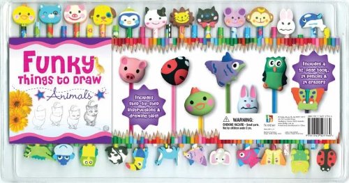 Funky Things to Draw 24 Pencil Eraser Set