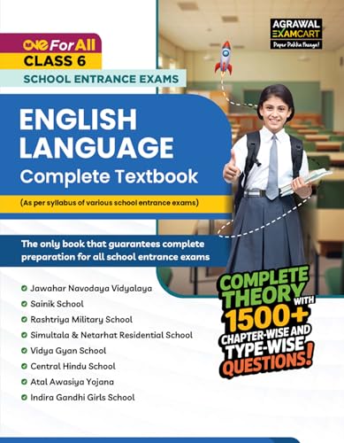 Image of Examcart Class 6th English Language Book (1500+ Chapterwise & Typewise PYQs) One for All School Entrance Exams 2027 (JNV, Sainik, RMS, Simultala, Netarhat, Vidya Gyan, Central Hindu & Other Schools)