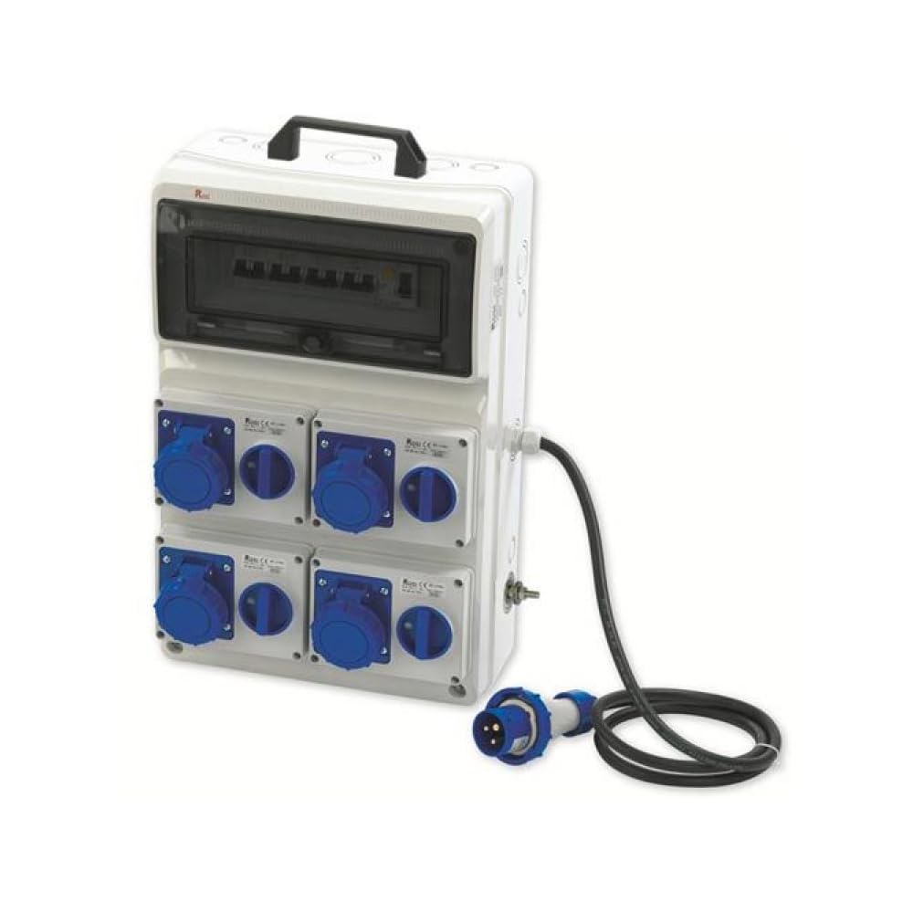 Quadro ASC portatile, 6KW 230V, IP65, 4 prese interbloccate 2P+T 16A, spina 2P+T 32A, con magnetotermico e differenziale generale - Rosi 2206