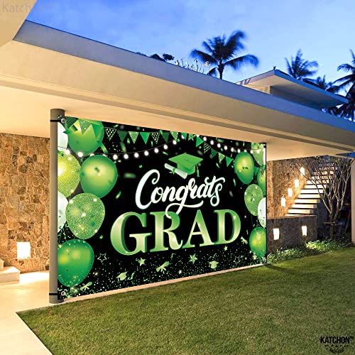 Image of KatchOn, XtraLarge Congrats Grad Banner - 72x44 Inch | Green and Black Congratulations Backdrop | Graduation Banner Class of 2026, Graduation Decorations Class of 2026 | Graduation Decorations 2026