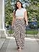 Lastshe Women Plus Size Pants High Rise Elastic Wide Leg Paper Bag Fashion Summer Loose Casual Palazzo Trouser,Leopard Spots,4X